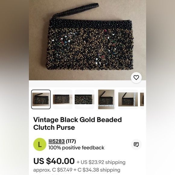 Metallic Beaded Clutch Bag - Picture 7 of 8